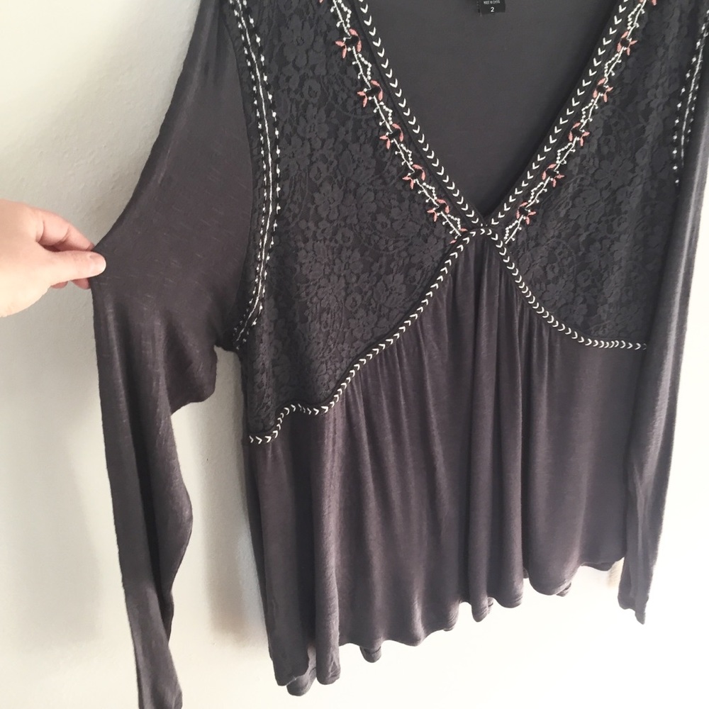 TORRID Gray Boho Embroidered Tunic Top 2 Plus Size - Picture 5 of 7